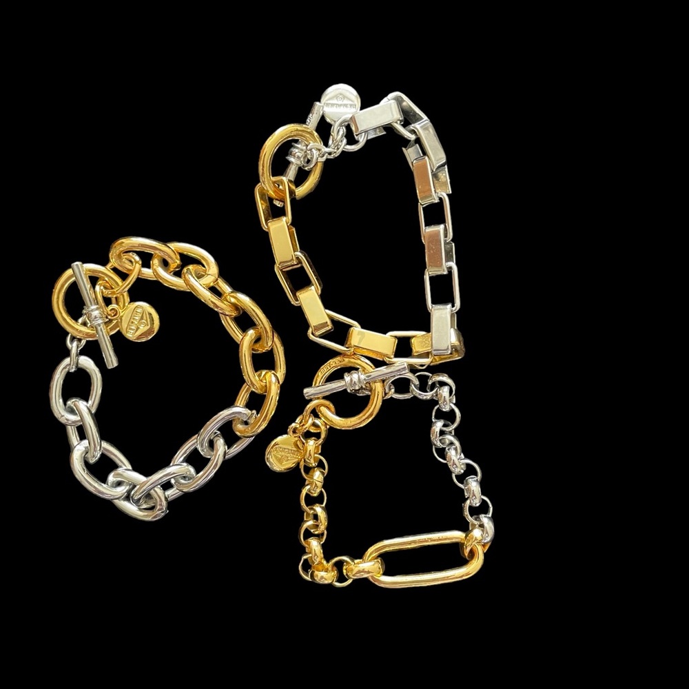 Set of 3 Ben-Amun 2 Toned toggle bracelets SZ 7 1/2 IN